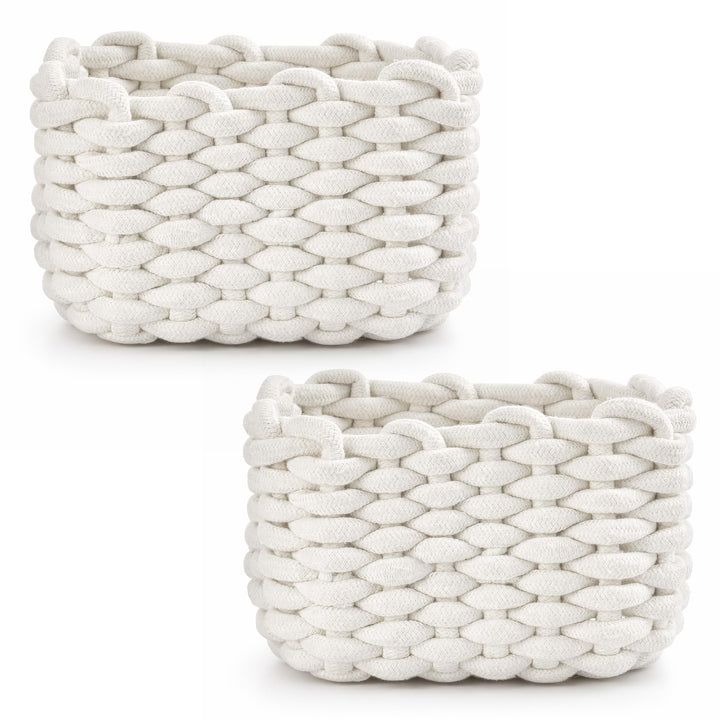 2/4 Stück Häkelkorb Aufbewahrungskorb 20 x 15 x 12 cm Baumwollseil Geflochtene Körbe Klein Organizer