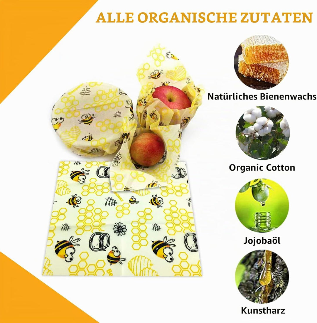 JOYBOY Bienenwachstücher,Bienenwachs-Wraps,Wiederverwendbare Bienenwachs Wraps Set aus 100*33 Wachsp