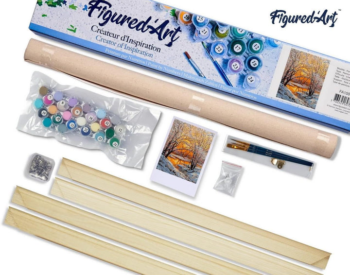 Figured'Art Malen Nach Zahlen Erwachsene Mit Rahmen Bäume im Winter - Paint by Numbers Basteln DIY B