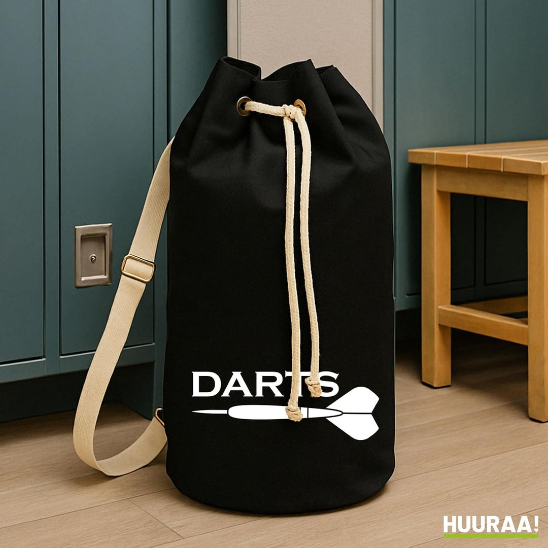 Huuraa Seesack Darts Dartpfeil 20 Liter Black Baumwolle Rucksack Geschenkidee