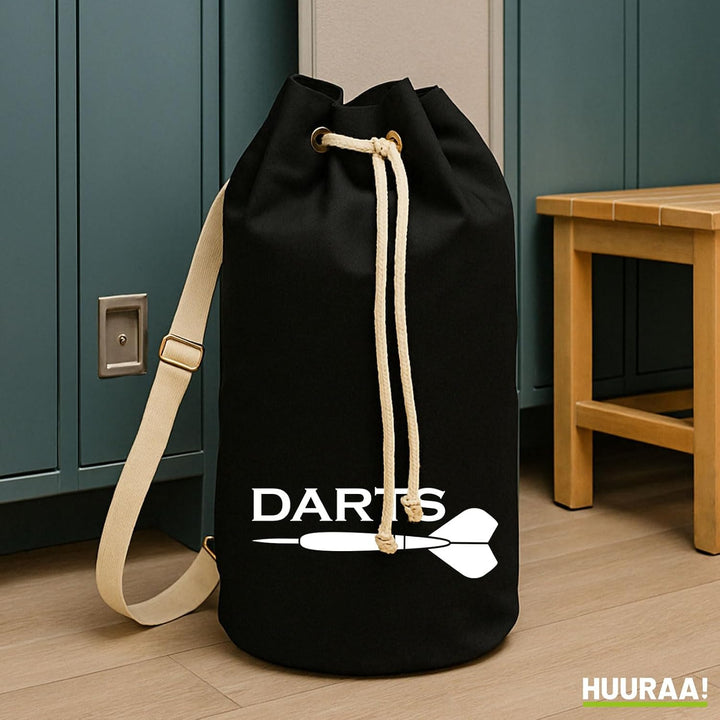 Huuraa Seesack Darts Dartpfeil 20 Liter Black Baumwolle Rucksack Geschenkidee
