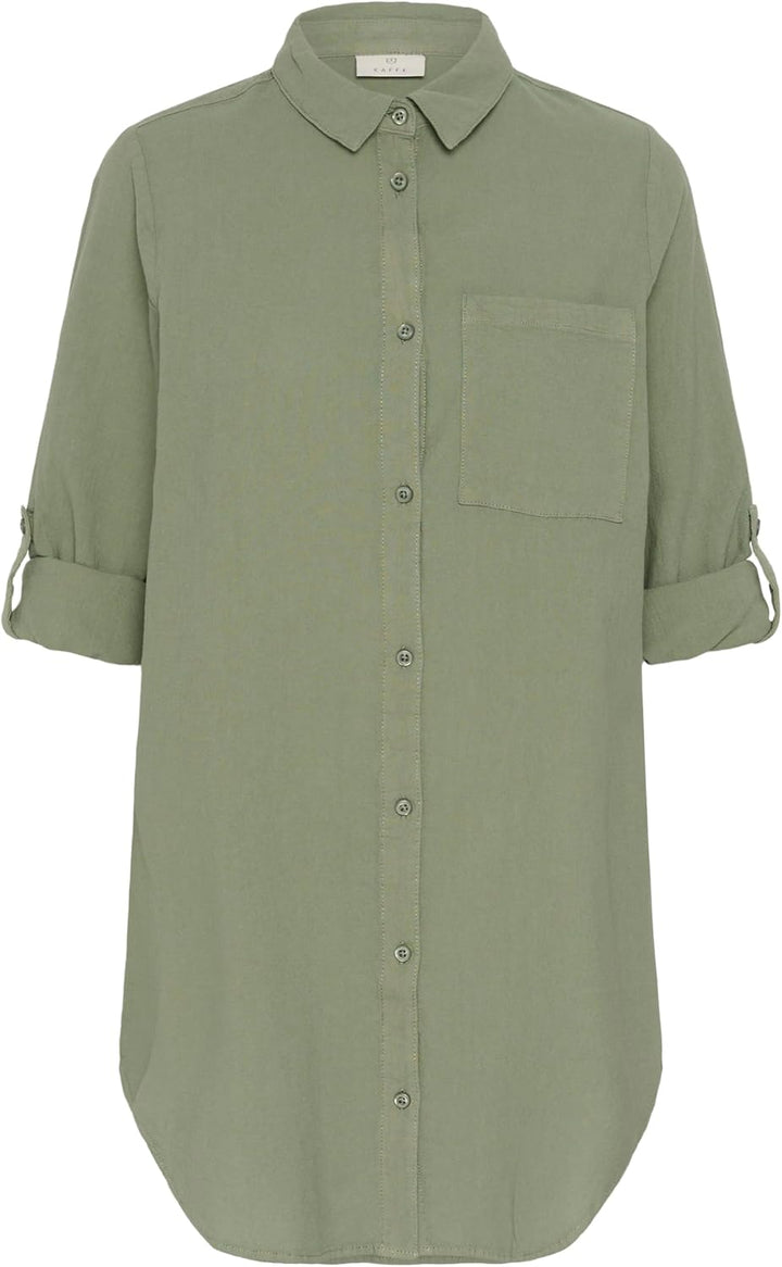 KAFFE Damen Langarm - Hemd KAnaya Damen Hemd Langarm Kragen Lang Casual Hemdbluse Lange Ärmel