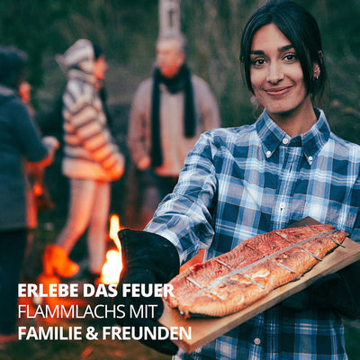 FINNWERK Flammlachsbrett - Flammlachsbretter mit Halterung aus Edelstahl - Perfekte Lachsbretter zum
