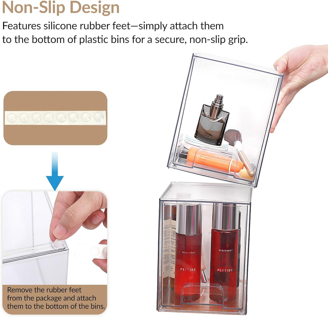 Stapelbarer Make-up-Organizer und -Aufbewahrung, durchsichtige Kosmetikschubladen aus Acryl mit Grif