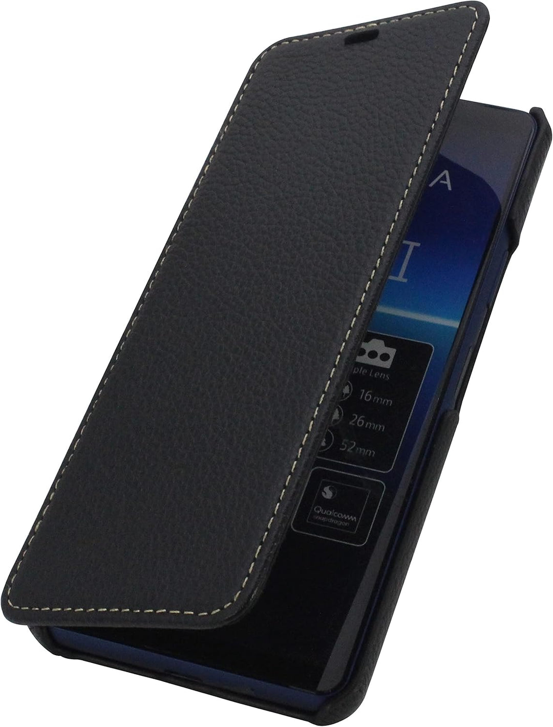 STILGUT Book Case kompatibel mit Sony Xperia 10 II Hülle aus Leder zum Klappen, Klapphülle, Handyhül