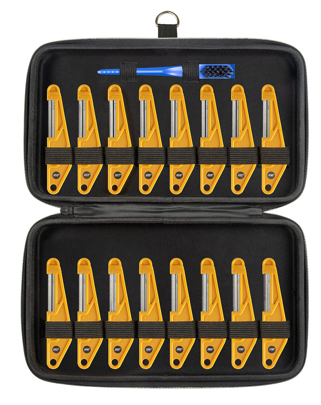 MusicNomad Diamantbeschichtete Mutternfeile Komplett-Set – 16-teilig mit Aufbewahrungsbox und Reinig