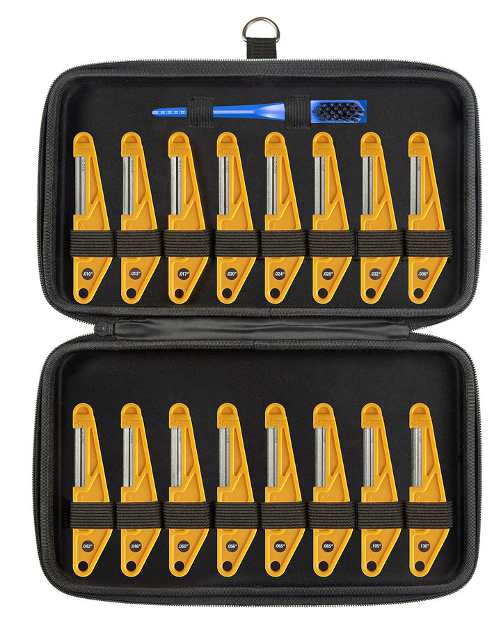 MusicNomad Diamantbeschichtete Mutternfeile Komplett-Set – 16-teilig mit Aufbewahrungsbox und Reinig