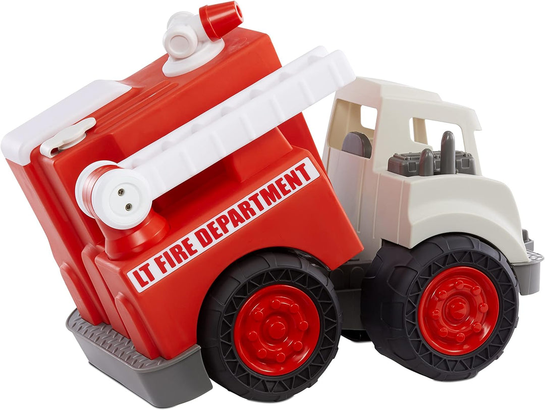 little tikes 655791EUC Dirt Digger Feuerwehrwagen für Kleinkinder-Spritzt Wasser-Ausziehbare, drehba