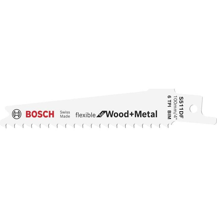 Bosch Professional 5 Stück Säbelsägeblatt S 511 DF Flexible for Wood and Metal (Länge 100 mm, Zubehö
