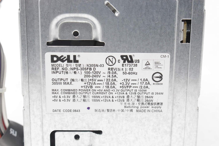 Dell Ersatzteil 305W Power Supply, PFC, LiteOn, Smith, NH493
