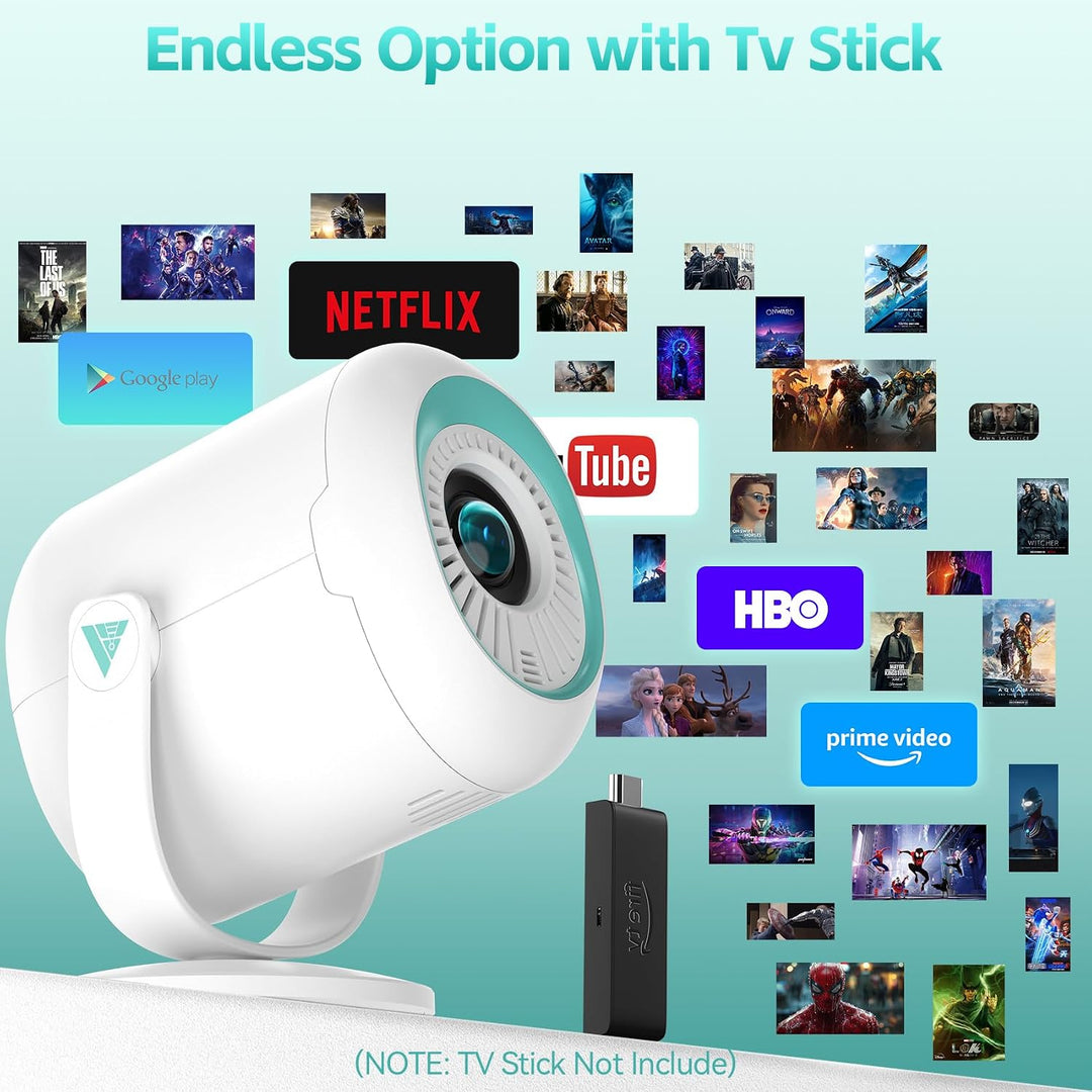 Mini Beamer, 1080P Projektor Tragbarer, 4K Mini Tragbarer Beamer mit WiFi 6 und Bluetooth 5.4, 270°D