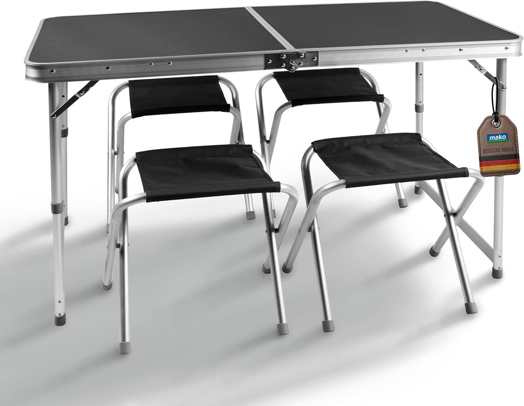 Faltbarer Campingtisch mit Klappfunktion – Stabiler Alu-Klapptisch mit 4 mm MDF-Platte – Höhenverste