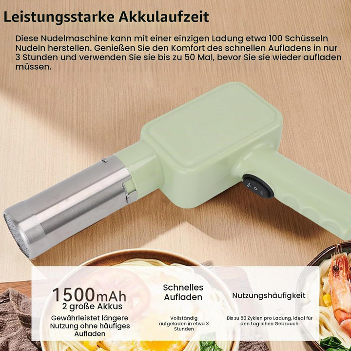 Kabelloser Hand-Nudelmacher, tragbare elektrische Nudelmaschine mit 9 Nudelformen, 2 Wurstherstellun