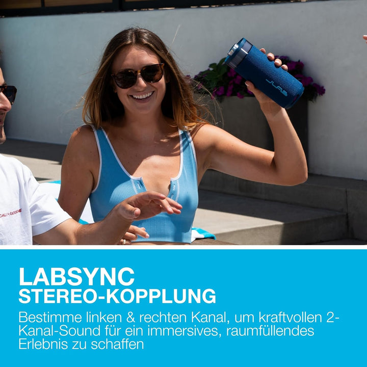 JLab Go Party Tragbarer Bluetooth Lautsprecher mit 16H+ Akkulaufzeit - 10W Drahtloser Outdoor Reise-