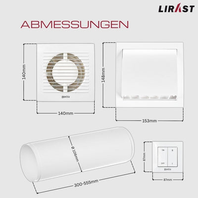 Ø 100mm Dezentrale Wohnraumlüftung mit Wärmerückgewinnung / Mit Schalter Mit Schalter Ø