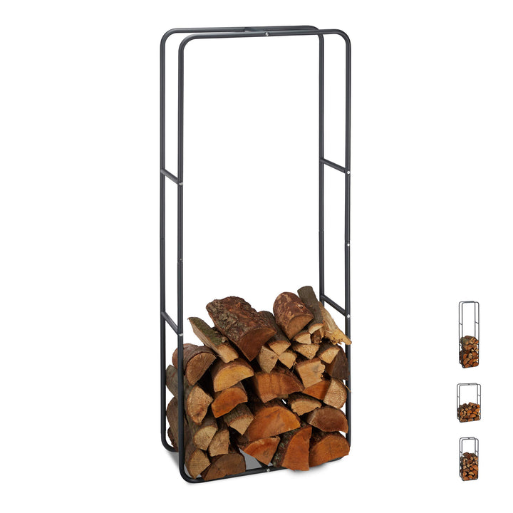 Relaxdays Kaminholzregal, Holzscheite Stapelhilfe, aus Stahl, innen und aussen, Brennholzregal, HxB