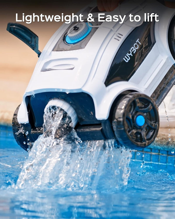 WYBOT Poolroboter Akku für 130 Minuten Betrieb, Poolsauger mit Starke Leistung, Dual-Antriebsmotoren