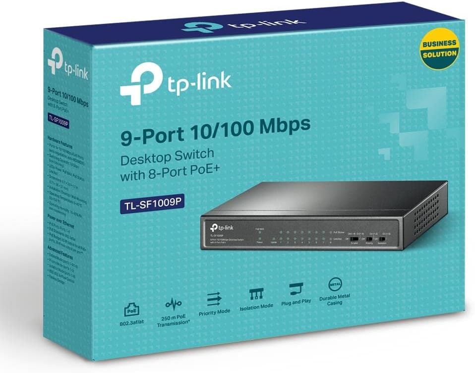 TP-LTinte 9-Port 10/100Mbps Desktop-Switch mit 8-Port PoE+ 9 Gibabit ports|65W 8xPoE+, 9 Gibabit por
