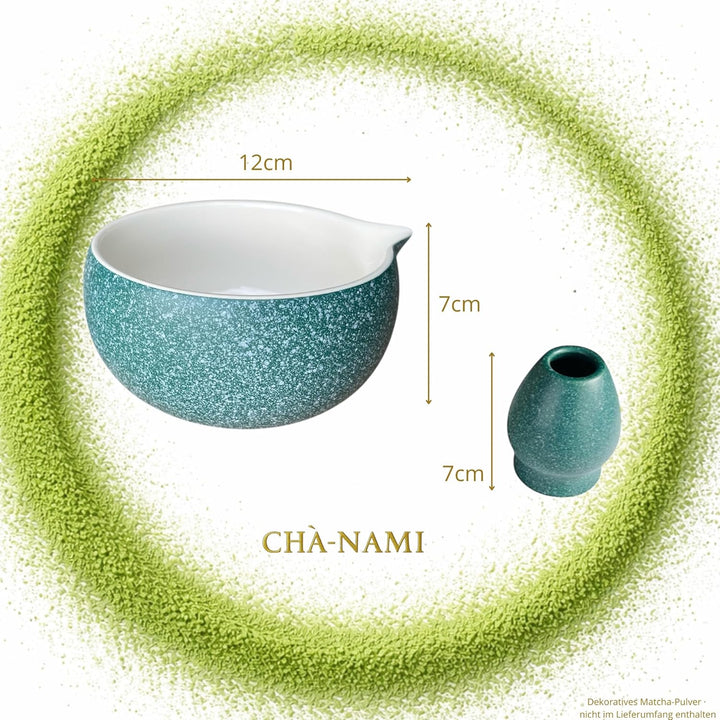 Matcha Set mit Keramik Schale – Japanisches Matcha Ritual Set mit Chasen Halter, Anleitung & Geschen