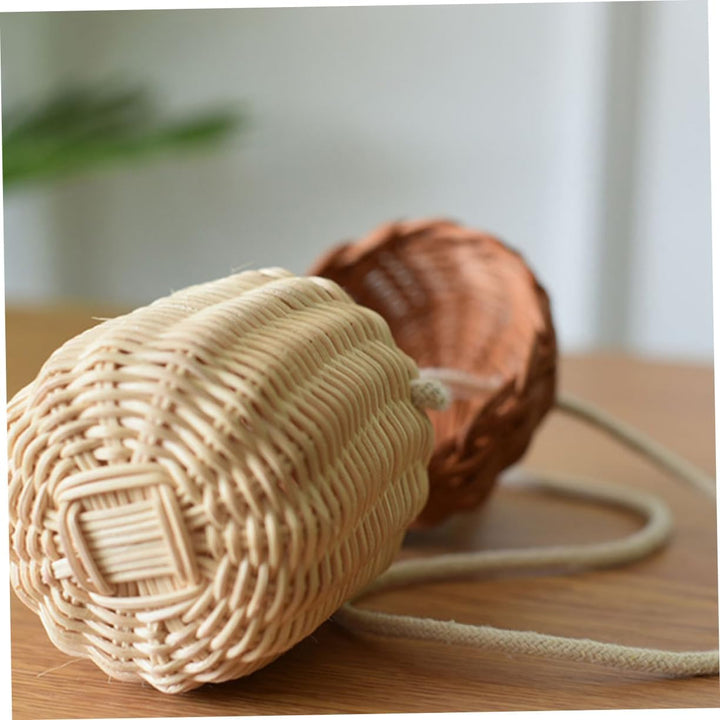 Ciieeo Kleiner Rattan Korbtasche Für Kinder Handgewebte Tragbare Umhängetasche Leichte Korpus Tasche