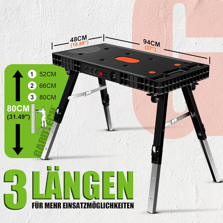 Vertak 5 in 1 Klappbare Werkbank Faltbar lles in Einem Haushalt & DIY hobelbank und Spanntisch 150 k
