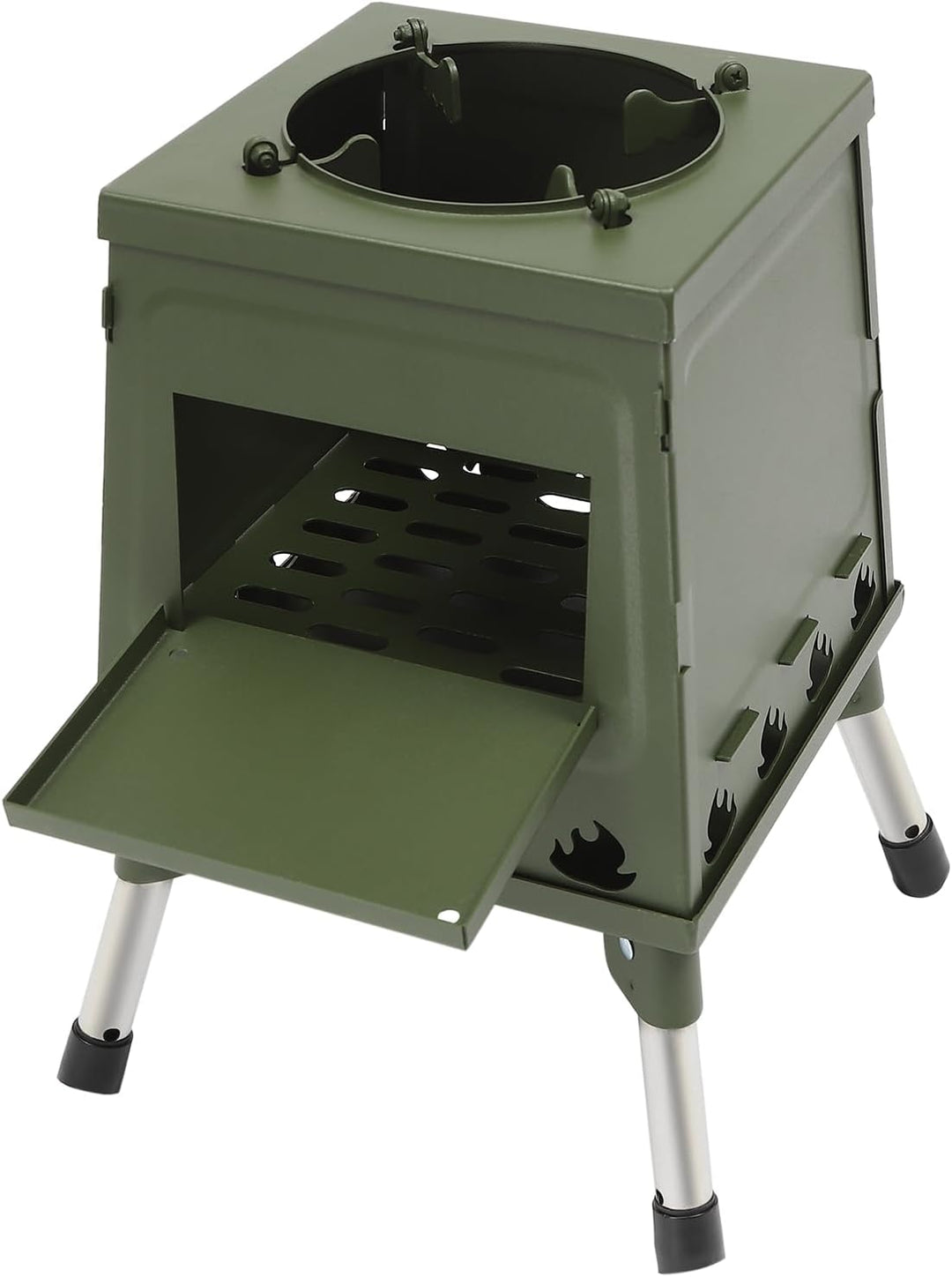 Campinggrill Edelstahl, Tragbarer Holzofen für Camping, Boden Stehend Gartenofen Zelt Ofen Outdoor,