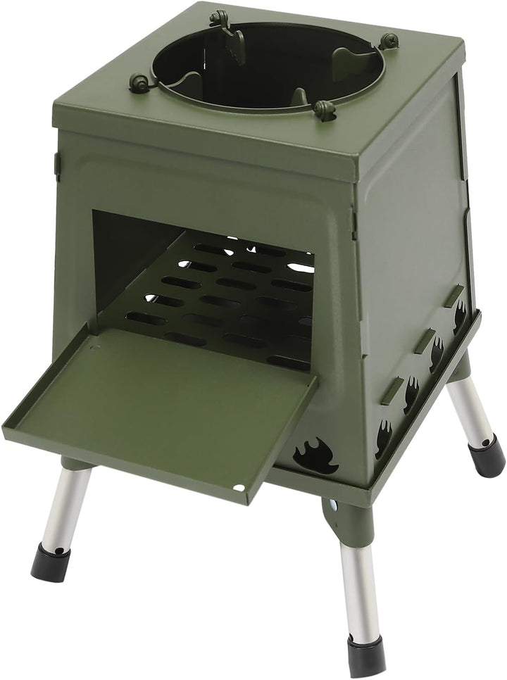Campinggrill Edelstahl, Tragbarer Holzofen für Camping, Boden Stehend Gartenofen Zelt Ofen Outdoor,