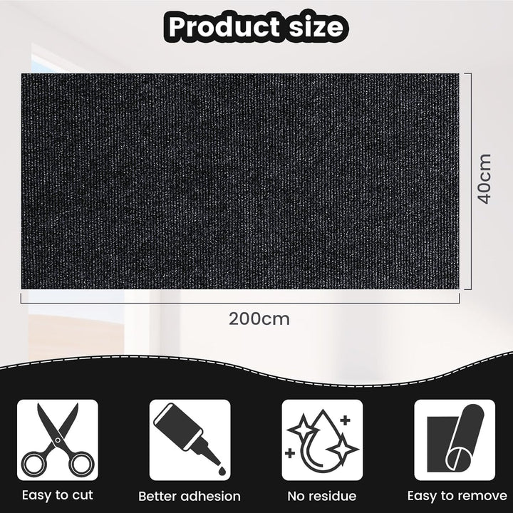 200cmX40cm Selbstklebend Kratzmatte für Katzen, Kratzschutz Sofa, DIY Kratzbretter, Kratzwand für Mö