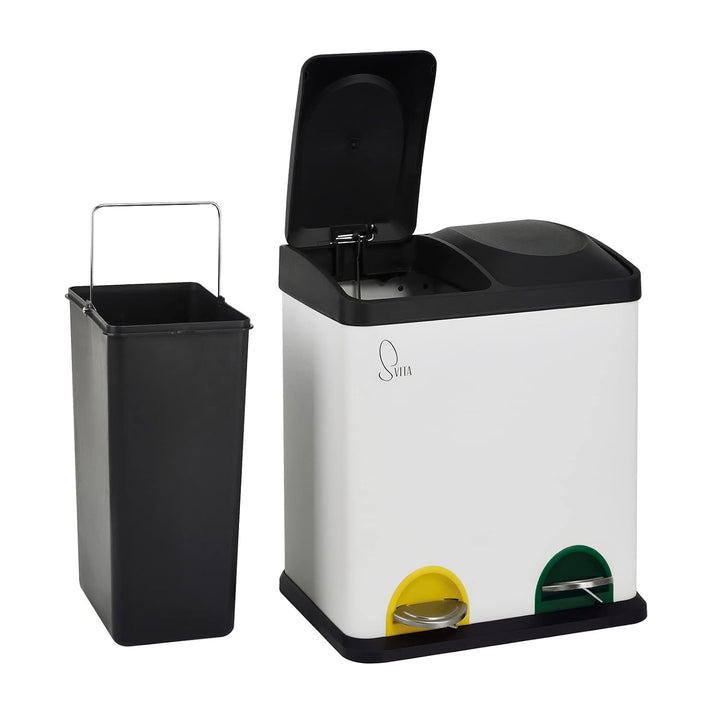 SVITA TC2X15 Küchen-Eimer 30 Liter 2x15L doppelter Abfalleimer 2er-Mülleimer Mülltrennung mit Innene