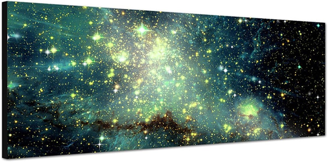 Paul Sinus Art Panoramabild auf Leinwand und Keilrahmen 150x50cm Weltraum Galaxie Sterne Planeten