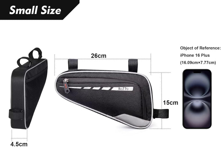 ROTTO Fahrrad Rahmentasche Dreieckstasche Wasserdicht 2l Fahrradtasche Rahmen Triangeltasche mit Ref