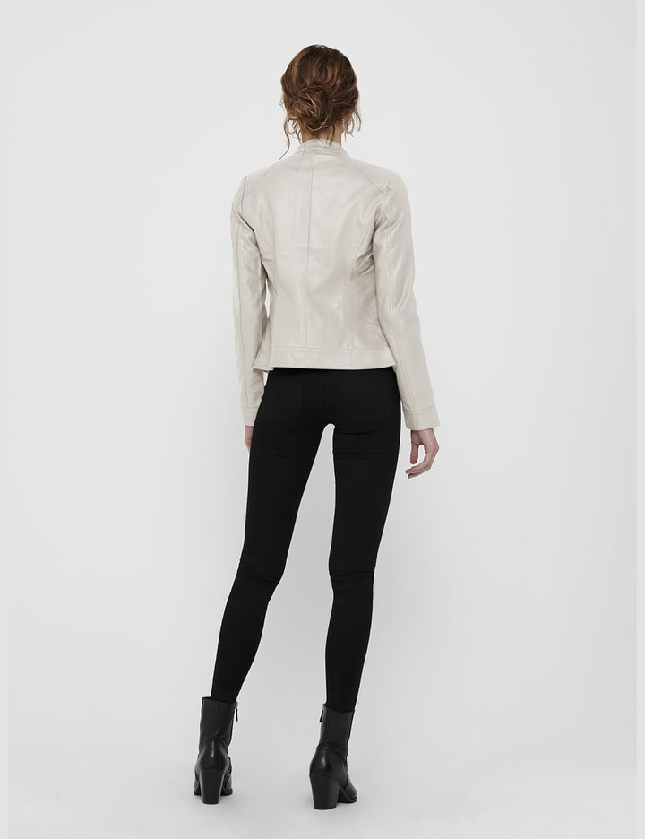 ONLY Damen Onlbandit Faux Leather Biker OTW Noos numeric_34 Moonstruck, numeric_34 Moonstruck