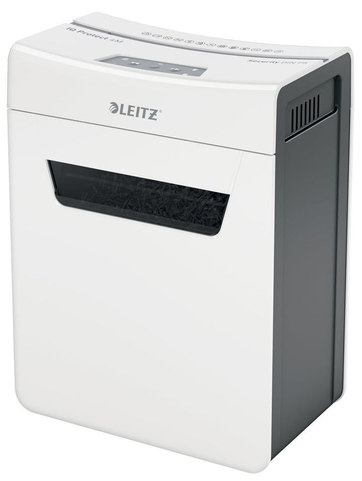 Leitz IQ 4M Premium Aktenvernichter P5 fürs Büro und Zuhause, Mikroschnitt, 4 Blatt, 14l-Abfallbehäl