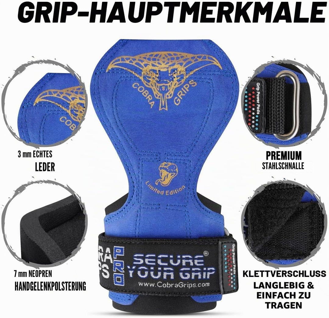 Cobra Grips V2 Lifting Griffe Gewicht Versa Handschuhe Alternative Power, Blau