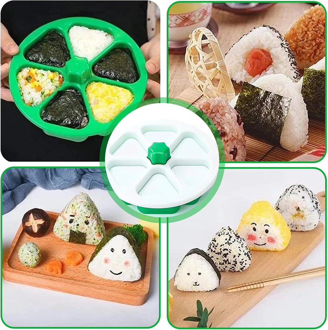 Nizirioo Dreieckig Sushi Set Onigiri Maker Antihaft Onigiri Form Sushi Werkzeuge mit Ölpinsel, 6 in