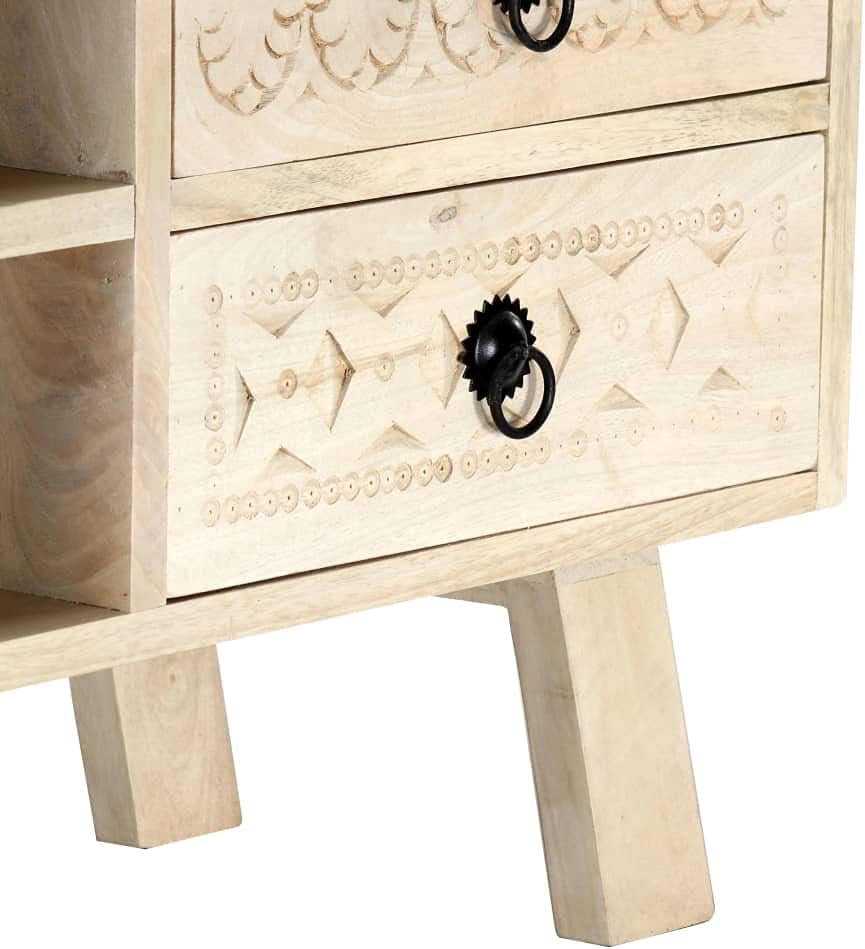 vidaXL Mangoholz Massiv TV Schrank mit 2 Schubladen Lowboard Fernsehschrank Fernsehtisch HiFi-Schran