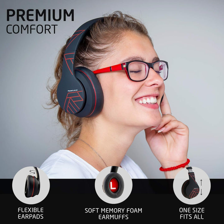 PowerLocus P6 Bluetooth Kopfhörer Over Ear, Over Ear Kopfhörer Kabellos mit Super Bass, 40Std. Spiel