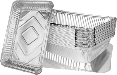 MIVIDE 30 Stück Grill Aluschalen mit Deckel, 2200ml Alu Grillschalen, Einwegschalen aus Aluminium fü