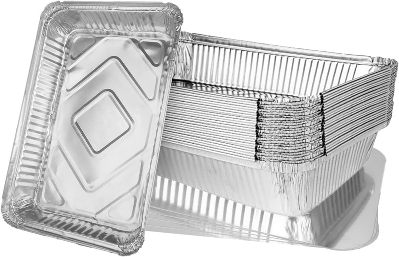 MIVIDE 30 Stück Grill Aluschalen mit Deckel, 2200ml Alu Grillschalen, Einwegschalen aus Aluminium fü
