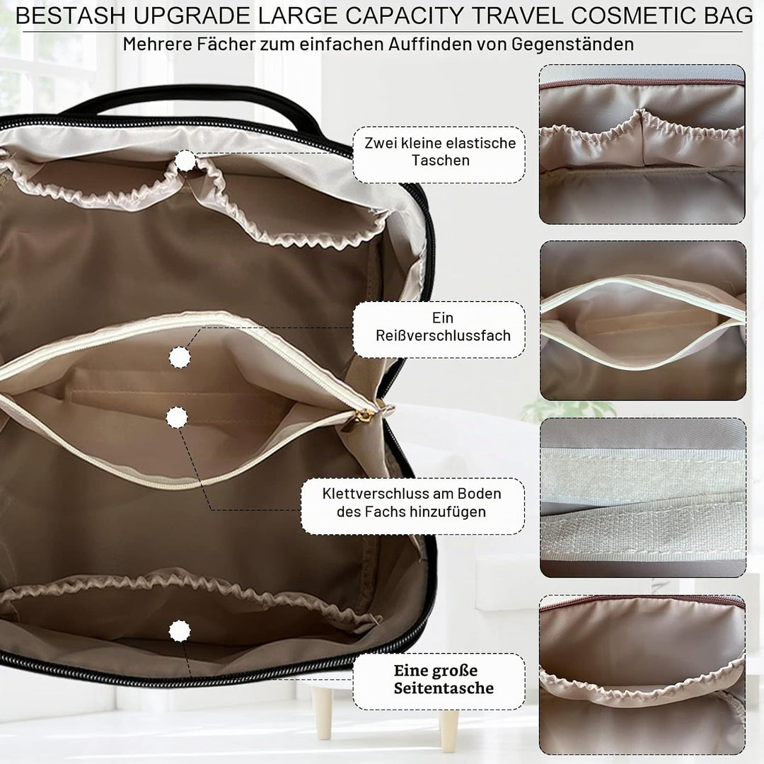 Reise Kosmetiktasche Damen mit Grossem,Tragbare Reise Make Up Tasche,Wasserdichter Schminktasche kul