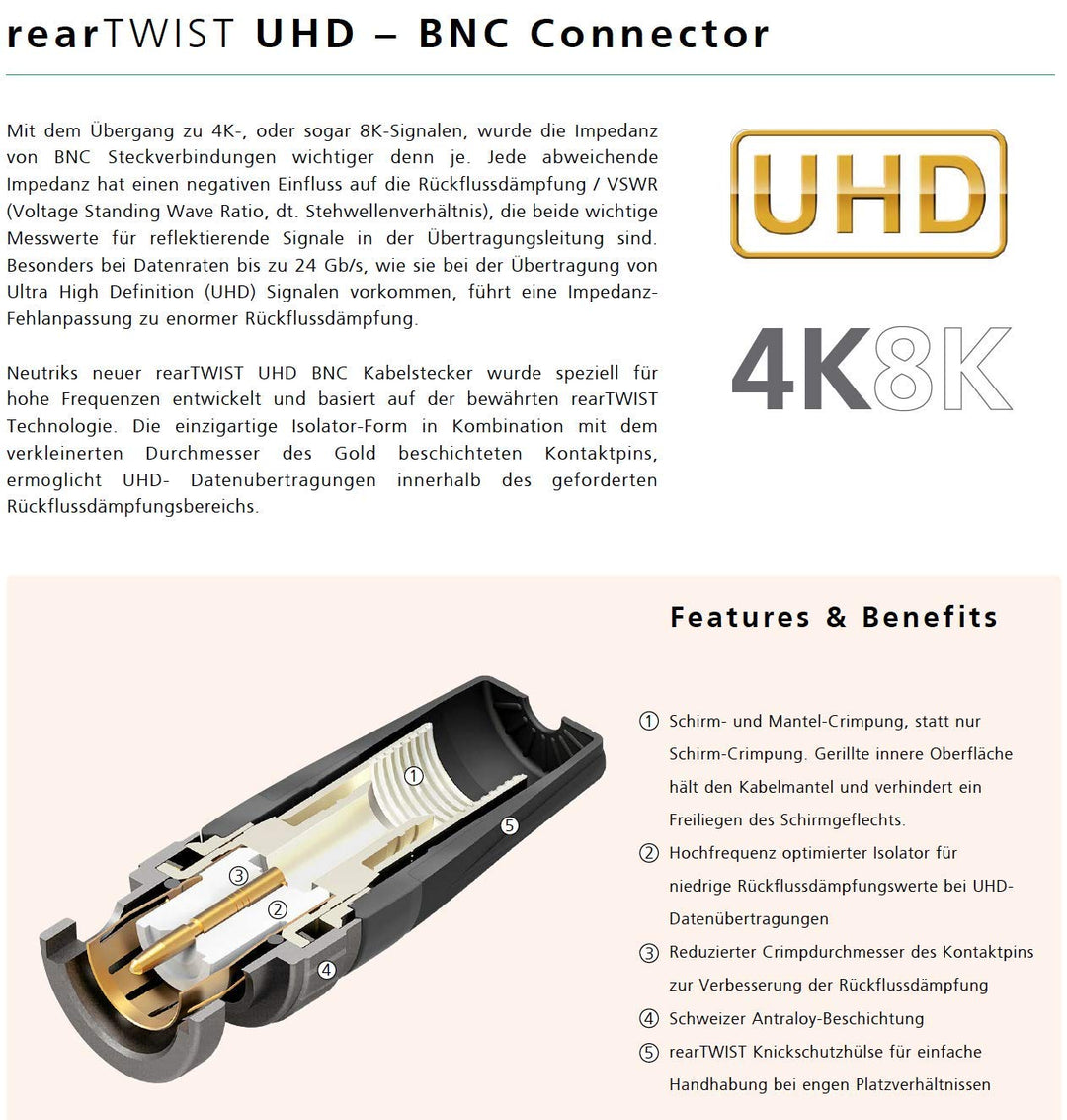 SOMMER CABLE Video-Patchkabel 6G-SDI / 4K SC-Vector 0.8/3.7, BNC/BNC NBNC75BLP9X NEUTRIK Grün (25m)
