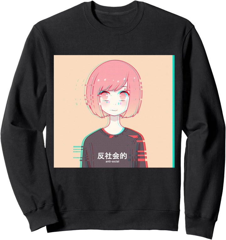 Anti Social - Japanese Kanji Aesthetic Vaporwave Anime Sweatshirt