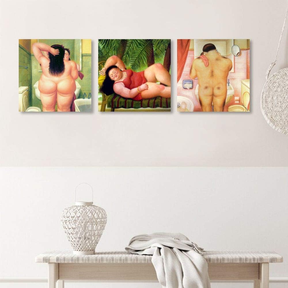 Gemälde L&C Italia Botero 1 – Bilder für das Badezimmer, modern, Vintage, 25 x 25 cm, Set von kleine
