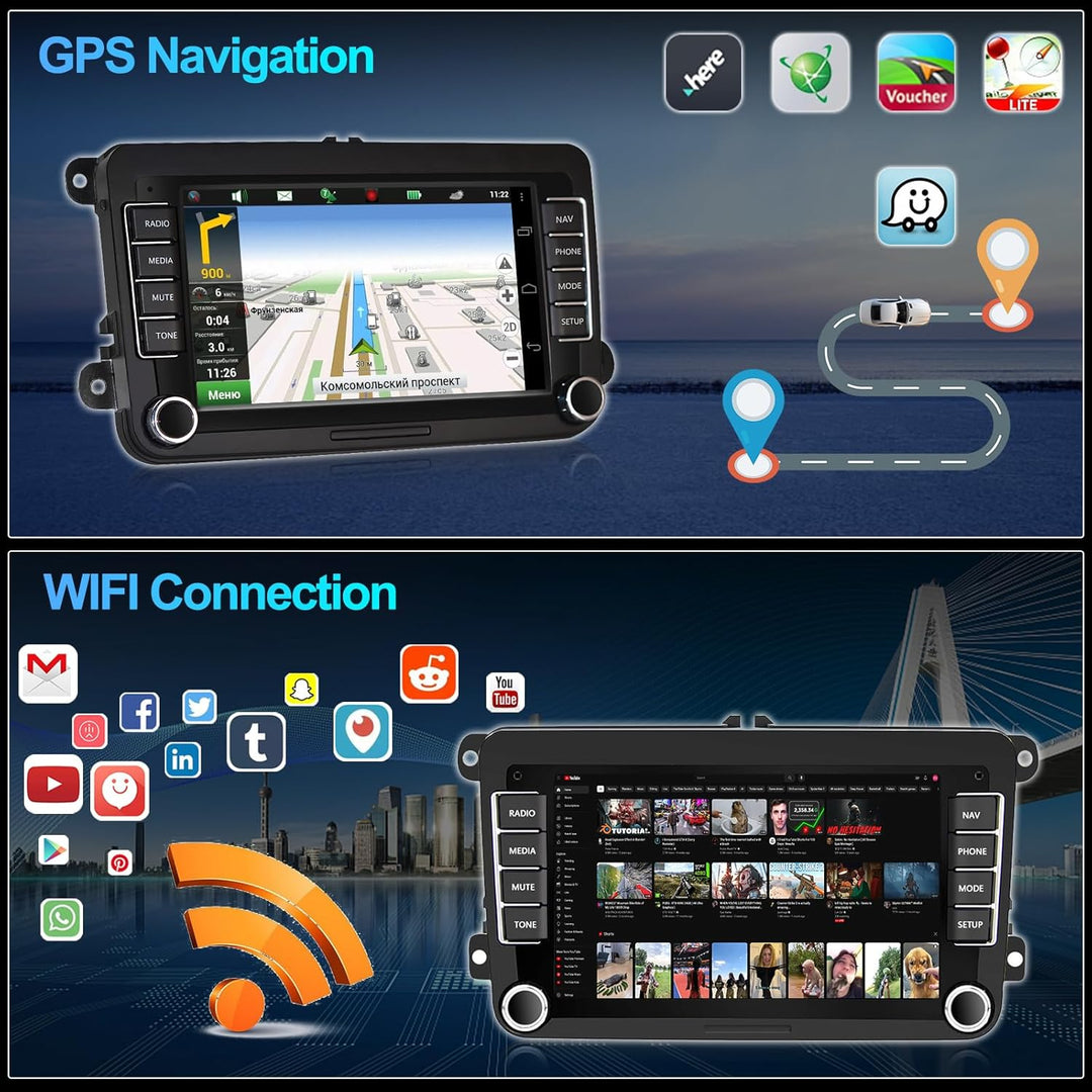 CAMECHO Android 13 Autoradio für VW Golf 5 6 Polo Passat Skoda Touran mit Navi,7 Zoll Touchscreen Ra