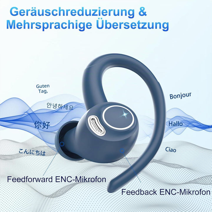 AI Kopfhörer Übersetzer, 3-in-1 Sprachübersetzer Ohrhörer 164 Sprachen mit App, 7 Übersetzungsmodi E
