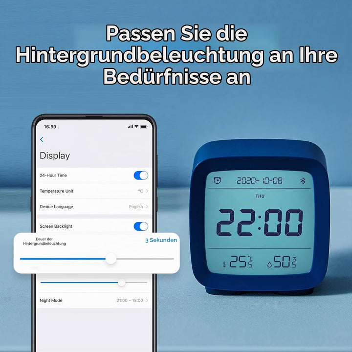 qingping Bluetooth Wecker, Funktioniert mit Mi Home (Alle Einstellungen nach App), Digitaler Smart W