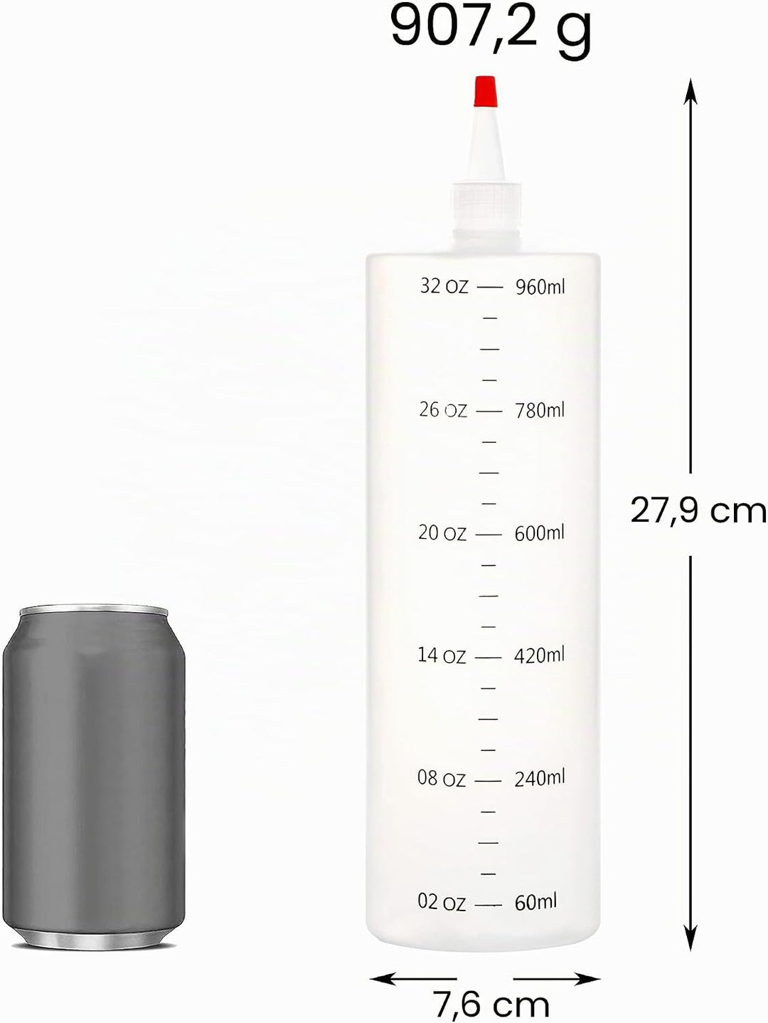 Youngever 4 Stück 1000ML Kunststoff Quetschflasche, Mehrweg Sossenflaschen Plastik, Squeeze Flasche,