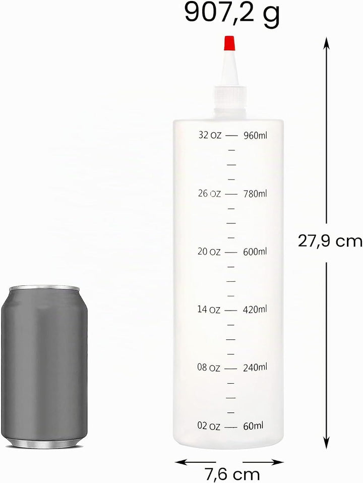 Youngever 4 Stück 1000ML Kunststoff Quetschflasche, Mehrweg Sossenflaschen Plastik, Squeeze Flasche,