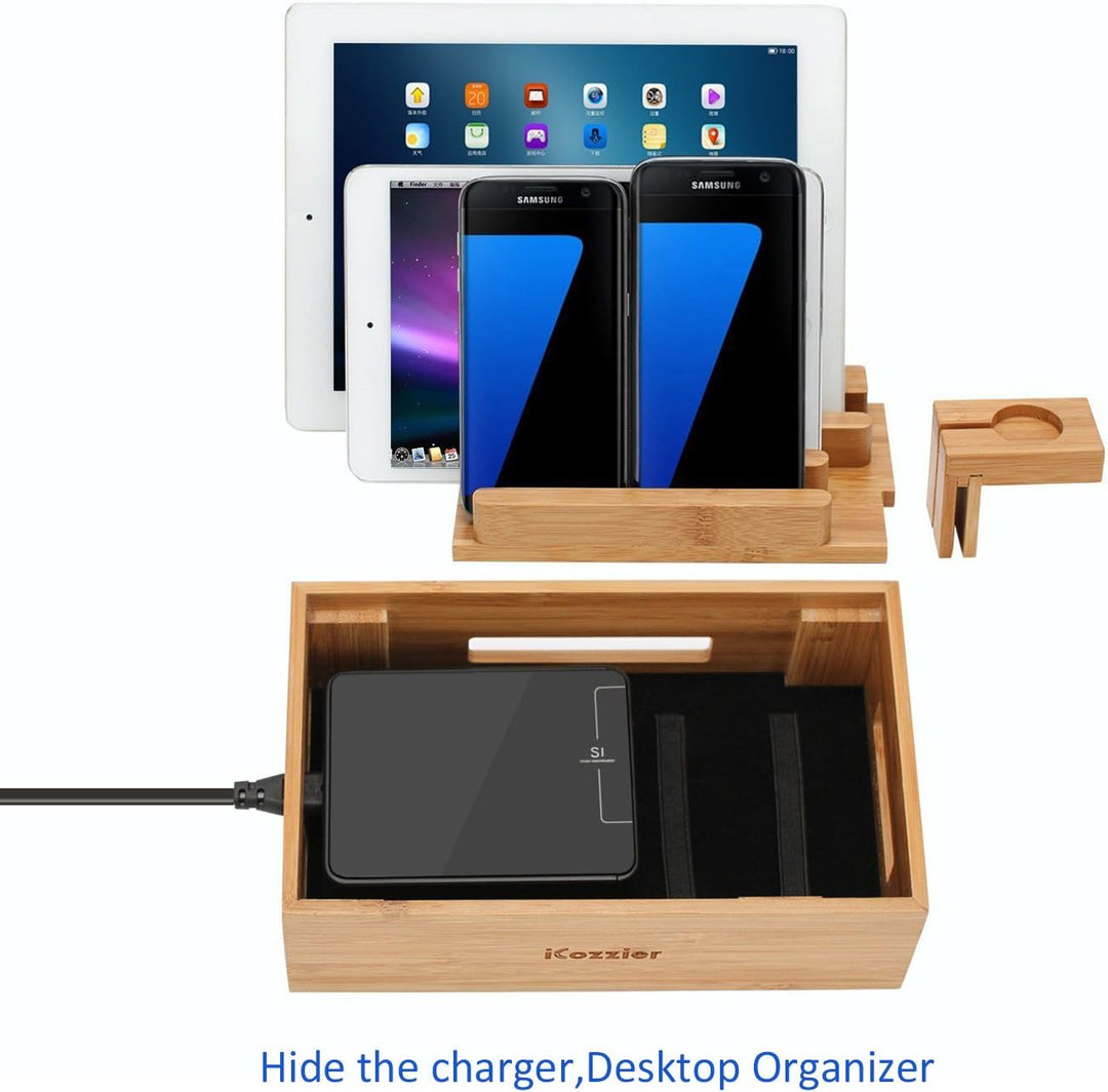 iCozzier Mini Bambus iWatch Ständer Multifunktionelle Ladestation und Kabel Organizer Docking Statio