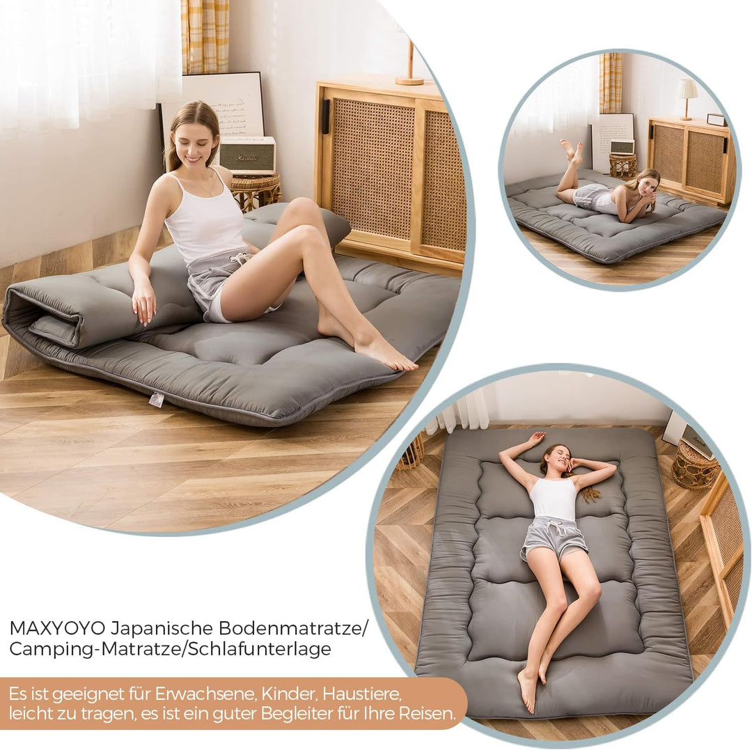 MAXYOYO Japanische Futon-Matratze, Dicke Tatami-Matte, Isomatte, faltbar, aufrollbare Matratze, Schl